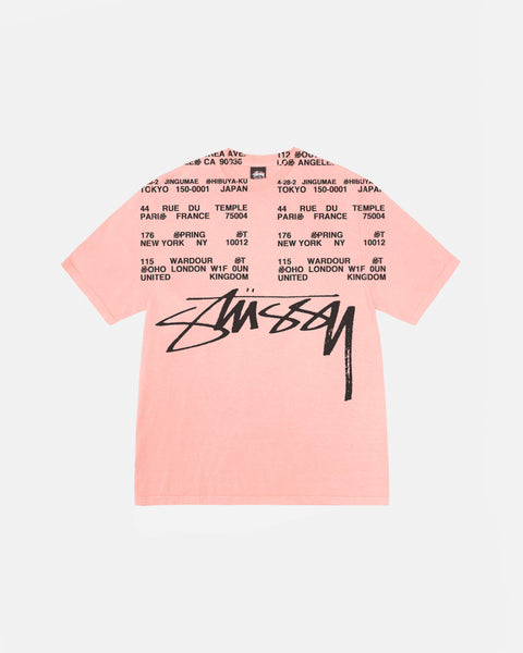 Stüssy Locations Tee Pigment Dyed Coral Shortsleeve